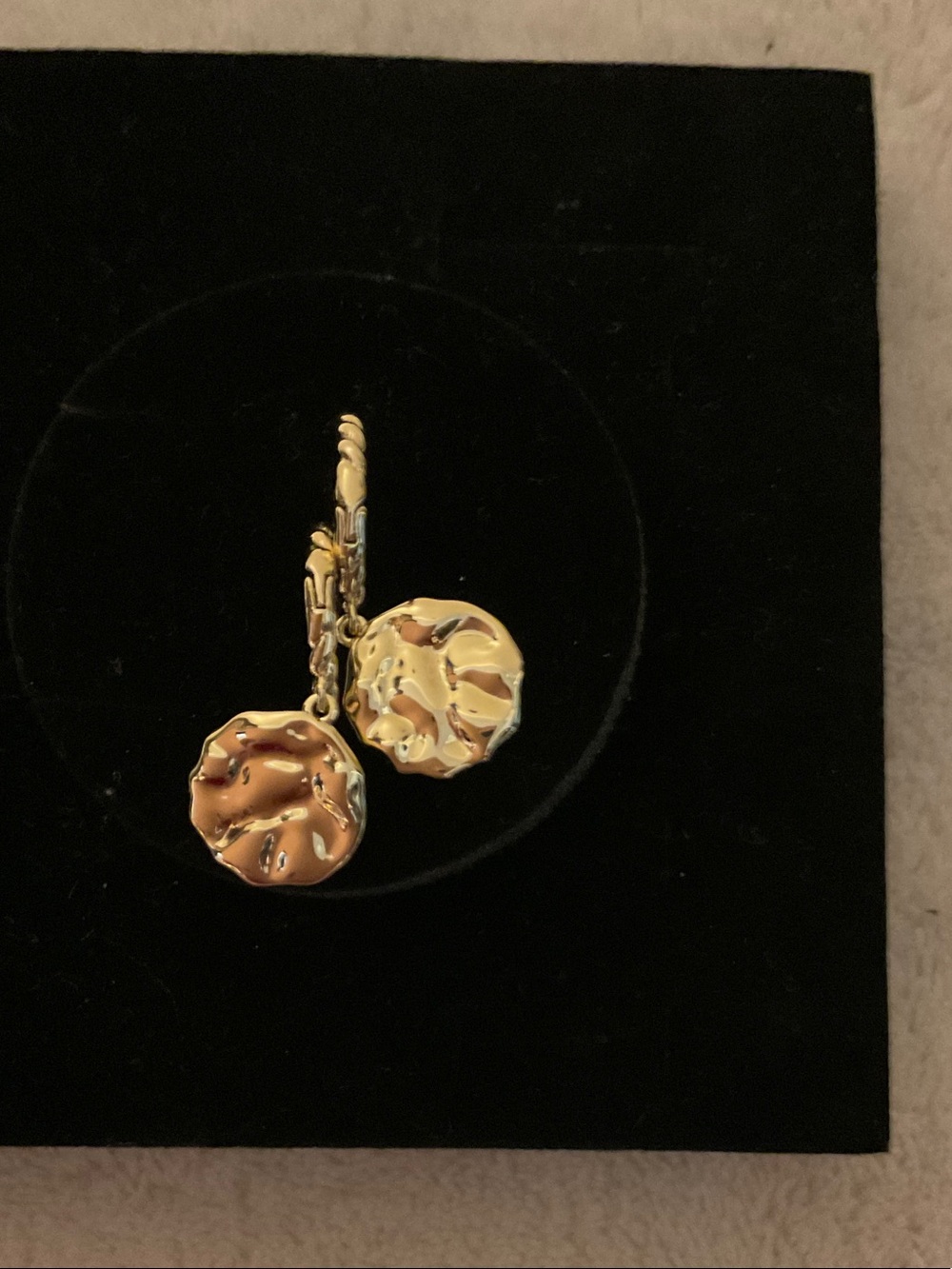 Hammered Gold Disc Drop Earrings - Women Jewelry